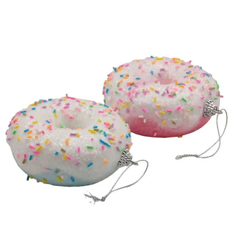 Christmas Candy Cane Sprinkle Donut, 9.5 x 4 cm – 2 Assorted Designs, Bulk Buy x24