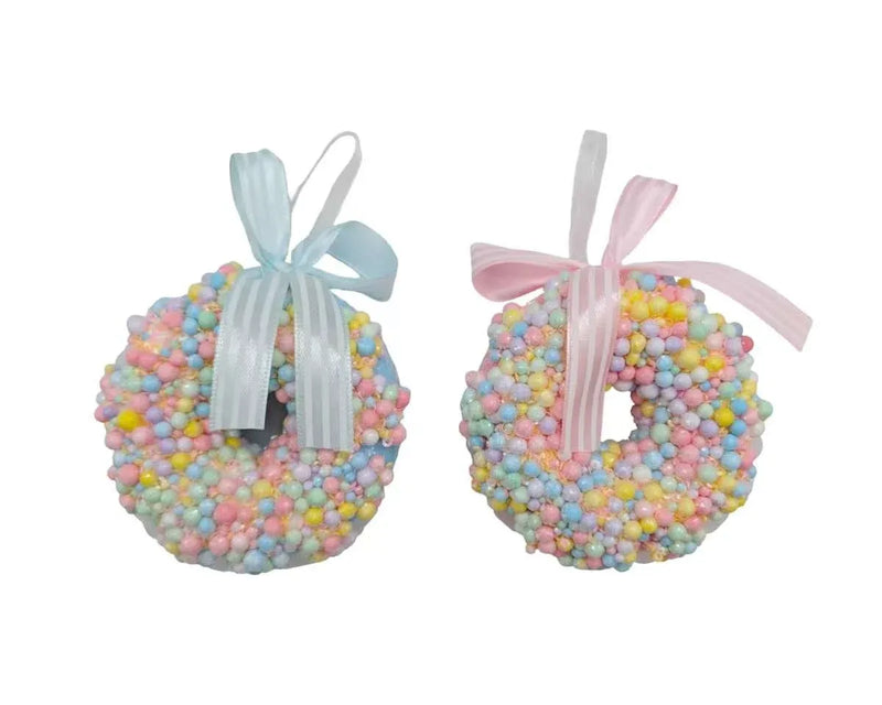 Christmas Candy Cane Bow Donut Small, 9.5 x 4 cm – 2 Assorted Designs, Bulk Buy x24