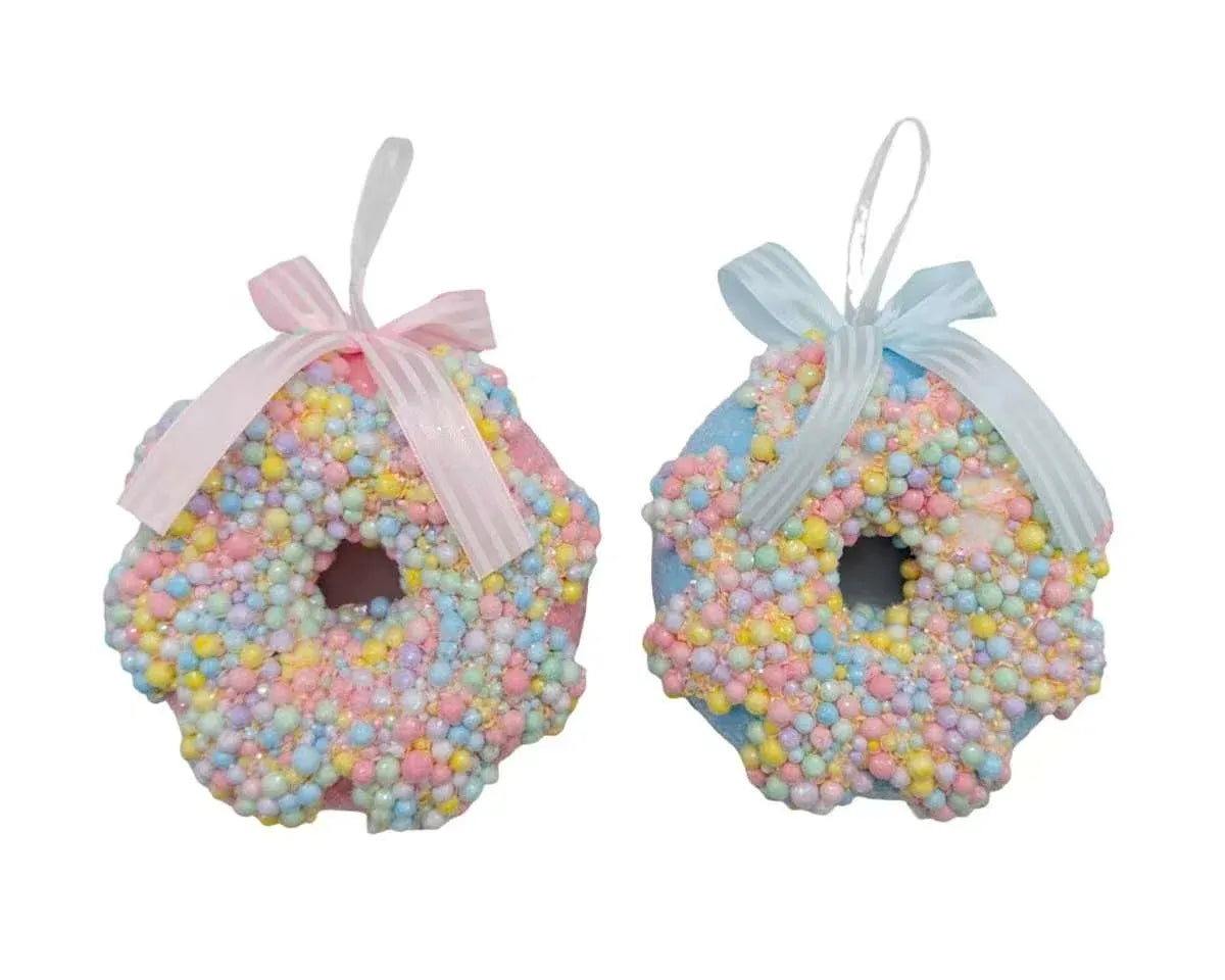 Christmas Candy Cane Bow Donut Medium, 11 x 5 cm – 2 Assorted Designs, Bulk Buy x24