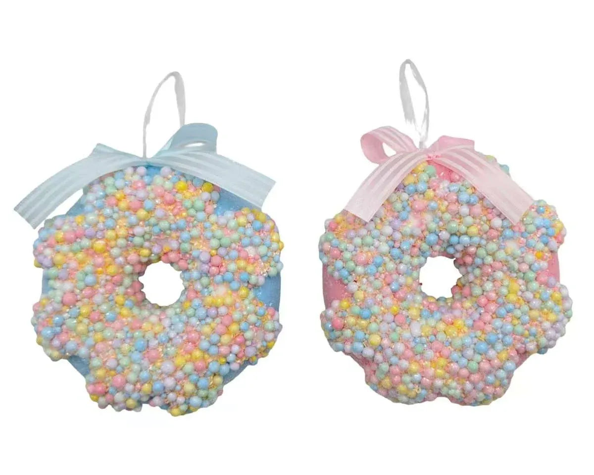 Christmas Candy Cane Bow Donut Large, 13 x 5 cm – 2 Assorted Designs, Bulk Buy x24