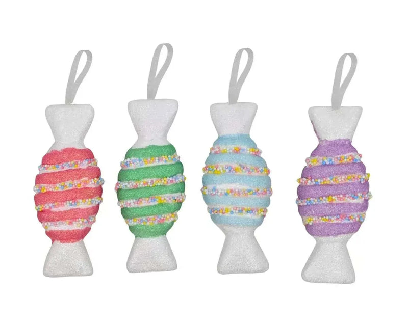 Christmas Candy Cane Candy Hanger, 5.5 x 14 cm – 4 Assorted Designs, Bulk Buy x24