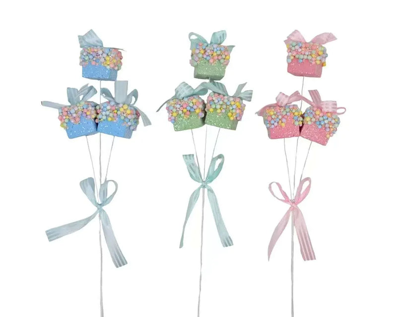 Christmas Candy Cane Gift Box Pick, 12 x 4 x 39 cm – 3 Assorted Designs, Bulk Buy x24