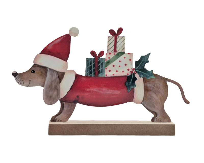 Christmas Metal Dachshund Standing Deco, 20 x 4 x 12 cm