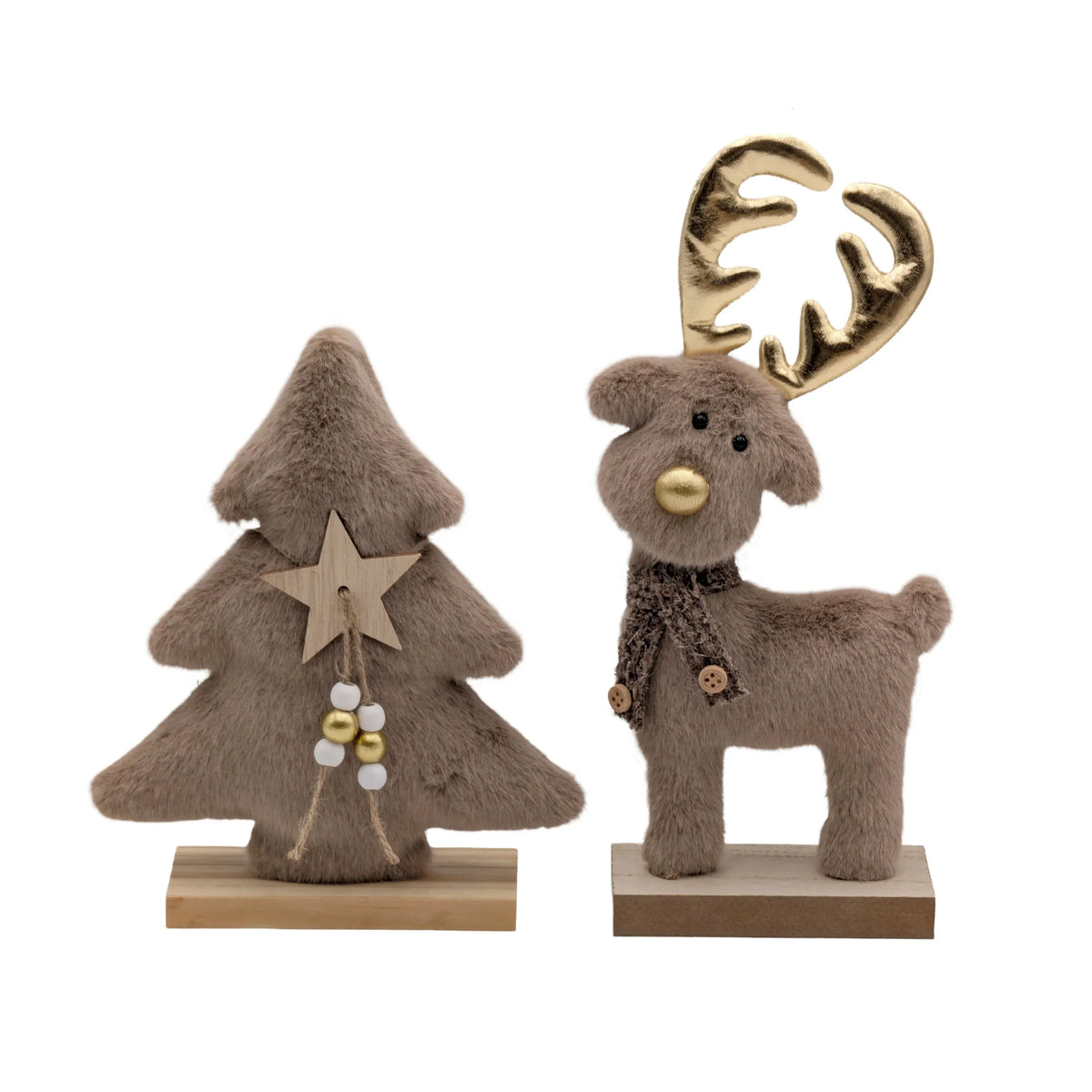 Christmas Fabric Tree & Reindeer, 17 x 5 x 21.5 cm / 12 x 5 x 25 cm – 2 Assorted Designs
