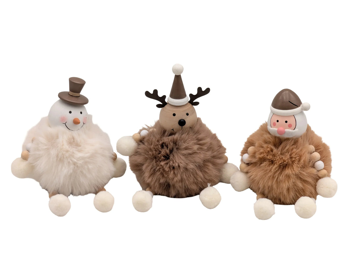Christmas Reindeer, Snowman & Santa Deco, 8.5 x 8.5 x 13.5 cm – 3 Assorted Designs, Bulk Buy x24