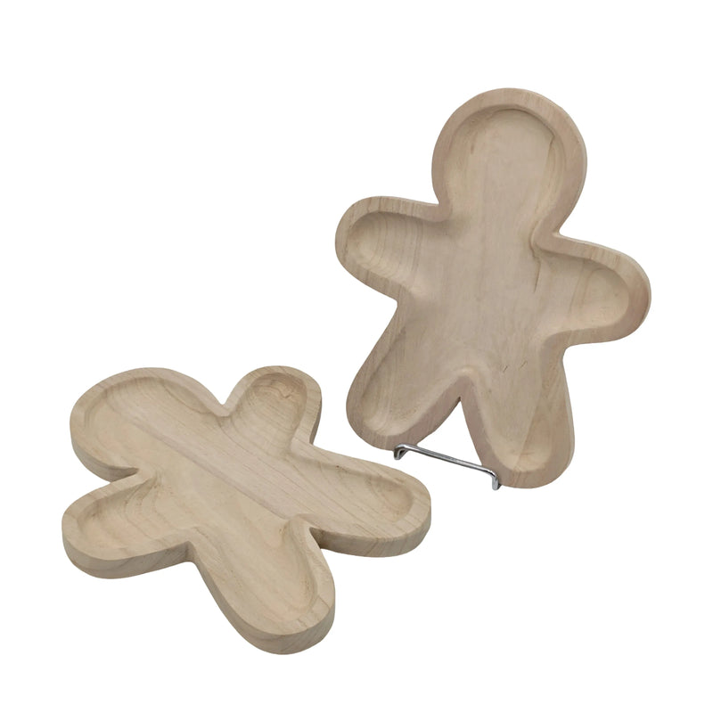 Christmas Wooden Gingerbread Man Tray, 28 x 34 x 3 cm – Bulk Buy x8