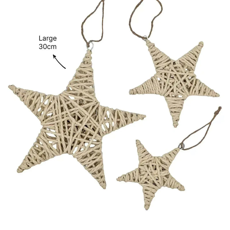 Christmas Natural Paper Rope Star Large, 30 cm – Bulk Buy x24
