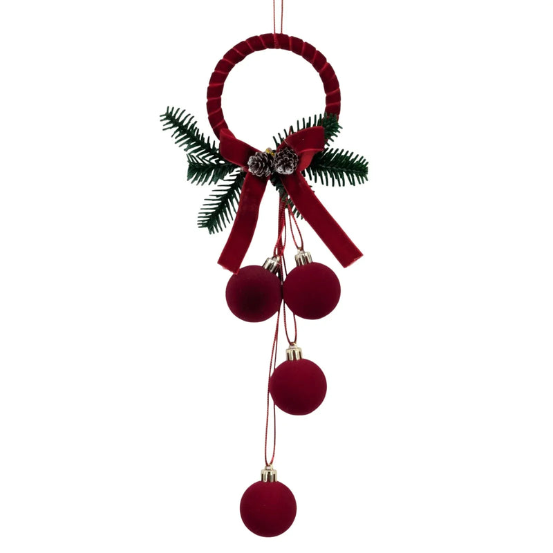 Christmas Burgundy Velvet Ring & Bauble Hanger, 9 x 39 x 4 cm – Bulk Buy x12
