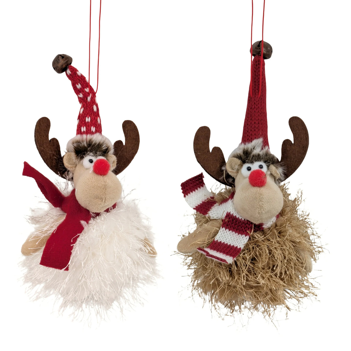 Christmas Hanging Reindeer, 17 cm – 2 Assorted Designs, Bulk Buy x24