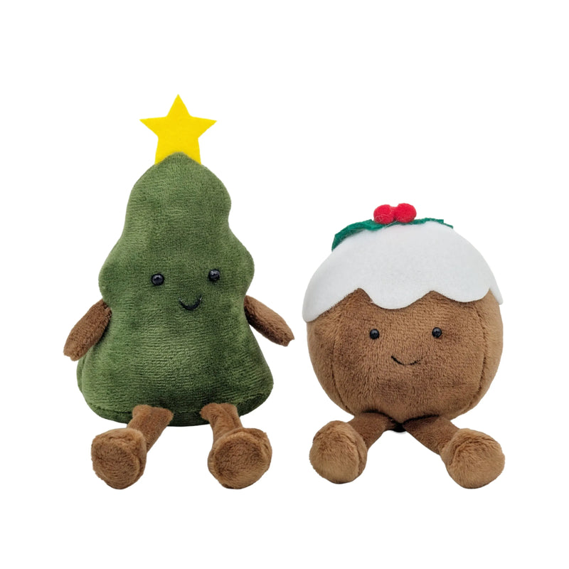 Christmas Tree and Pudding Duo, 16/19 cm – 2 Assorted Designs, Bulk Buy x24
