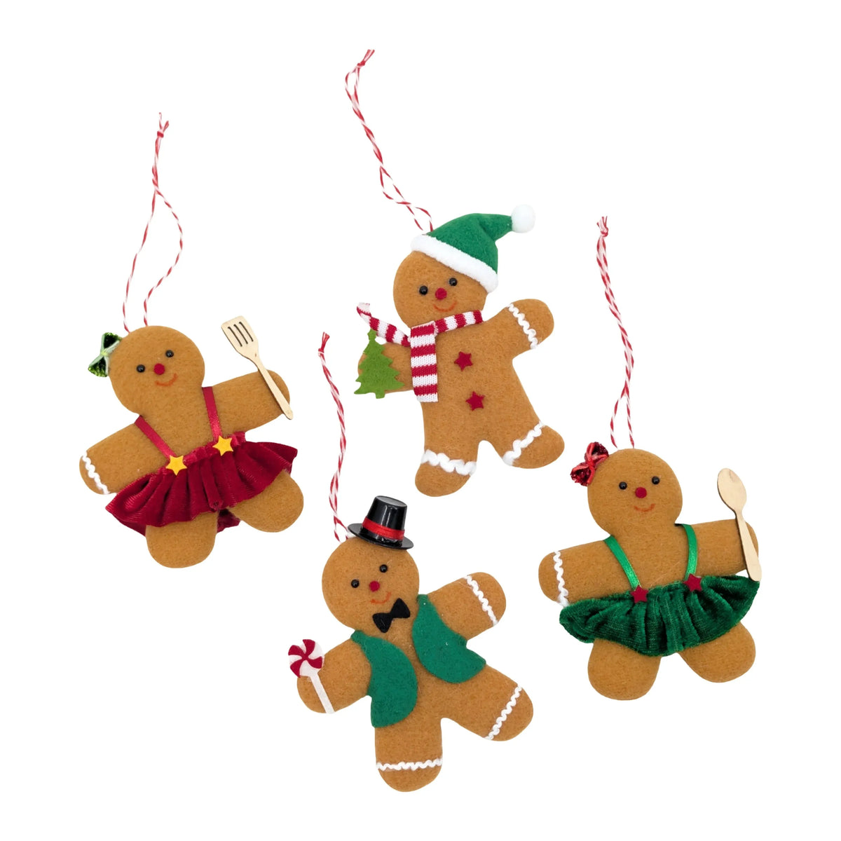 Christmas Hanging Gingerbread, 9 cm – 4 Assorted Designs, Bulk Buy x24