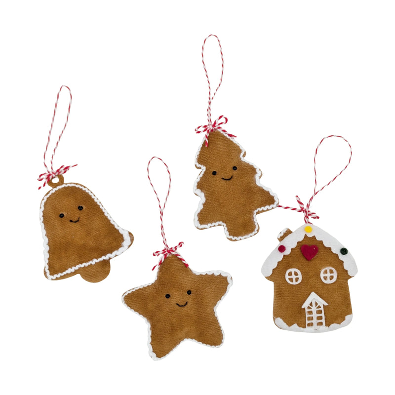 Christmas Hanging Gingerbread with Dangling Legs, 16 cm – 4 Assorted Designs, Bulk Buy x24 (Style B)