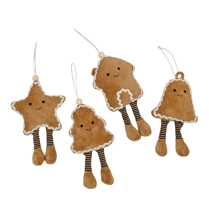 Christmas Hanging Gingerbread with Dangling Legs, 16 cm – 4 Assorted Designs, Bulk Buy x24