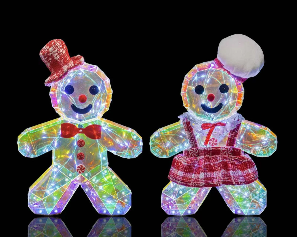 Christmas LED Iridescent Gingerbread, 25 x 6.6 x 33.9 cm – 2 Assorted Designs, Bulk Buy x6