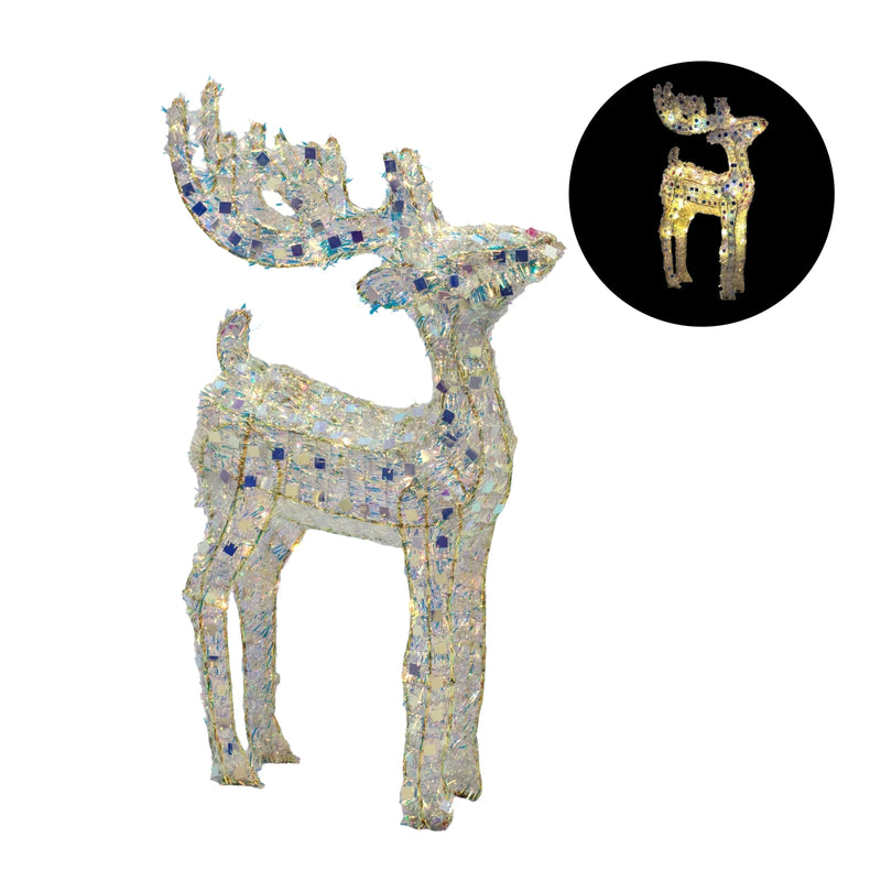 Bulk 4 Xmas Led Iridescent Tinsel Reindeer 40cm 35led