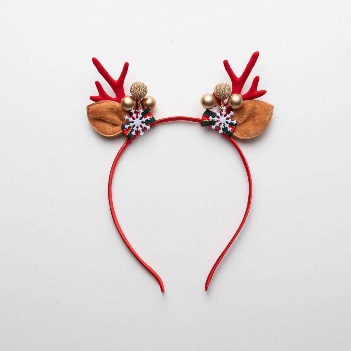 Christmas Antler Headbands, Golden Ball & Snowflake – Set of 5