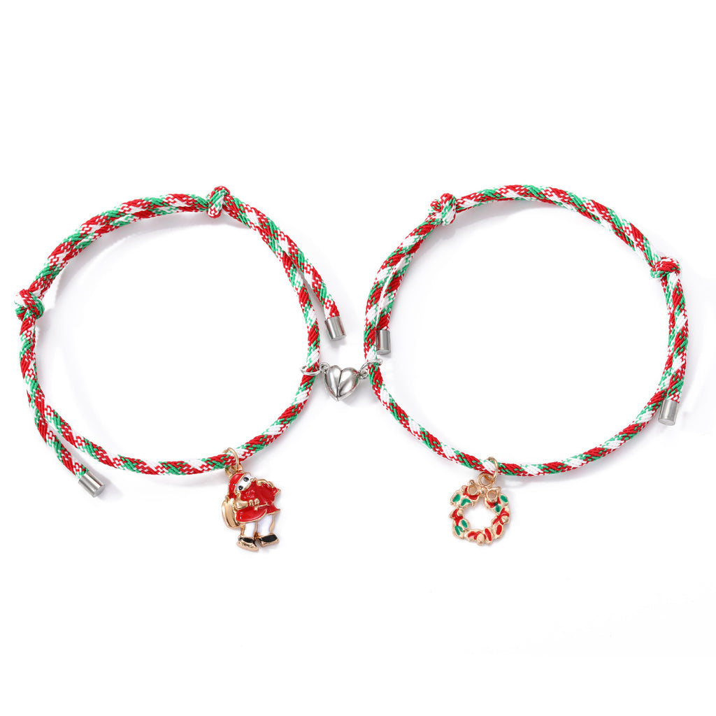 Christmas Magnetic Couple Bracelets with Charms – 3 Pairs