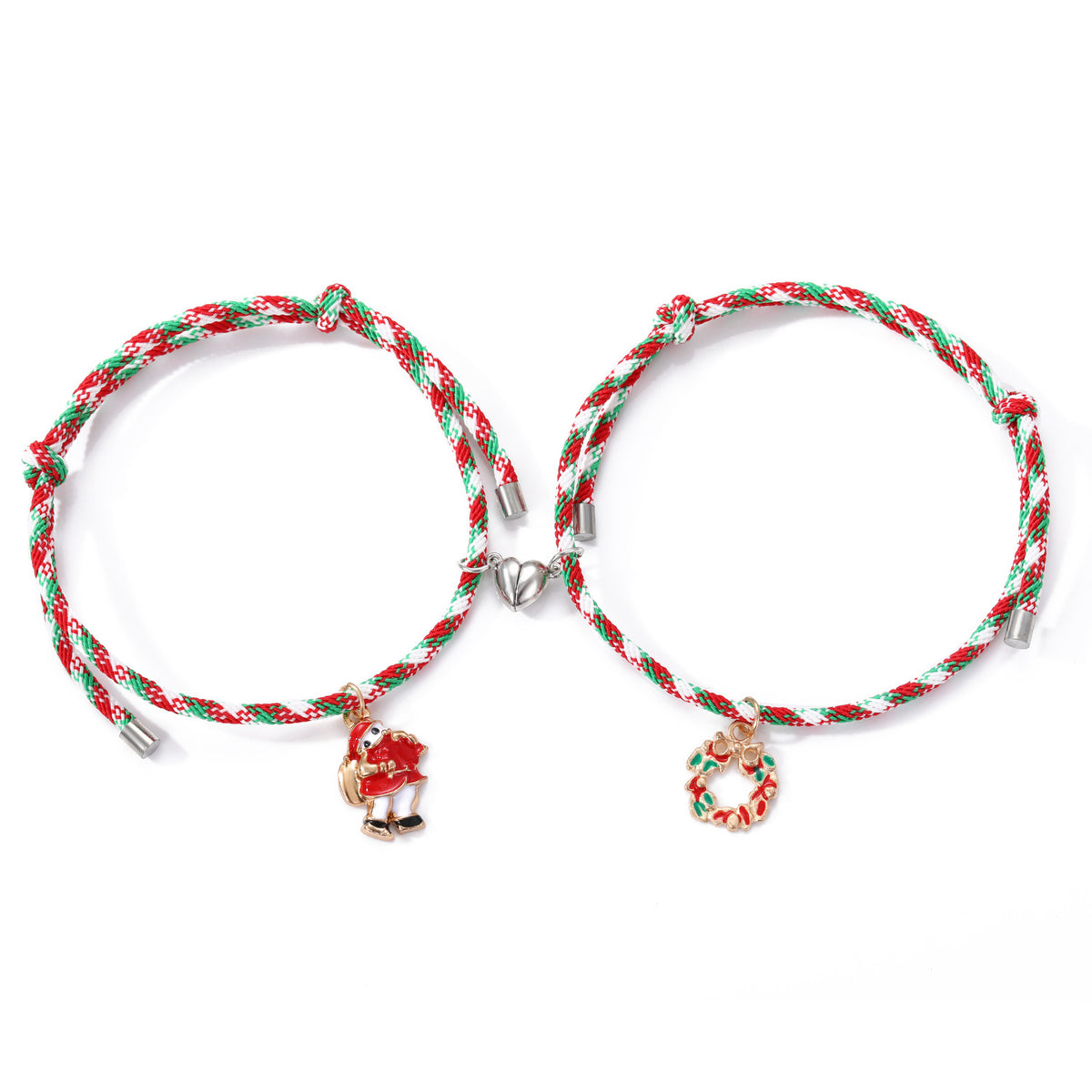 Christmas Magnetic Couple Bracelets with Charms – 3 Pairs