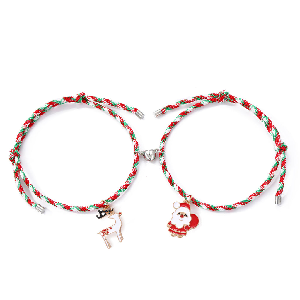 Christmas Magnetic Couple Bracelets with Charms – 3 Pairs