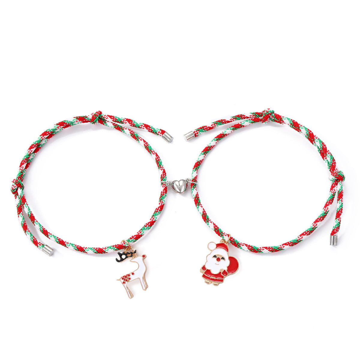 Christmas Magnetic Couple Bracelets with Charms – 3 Pairs