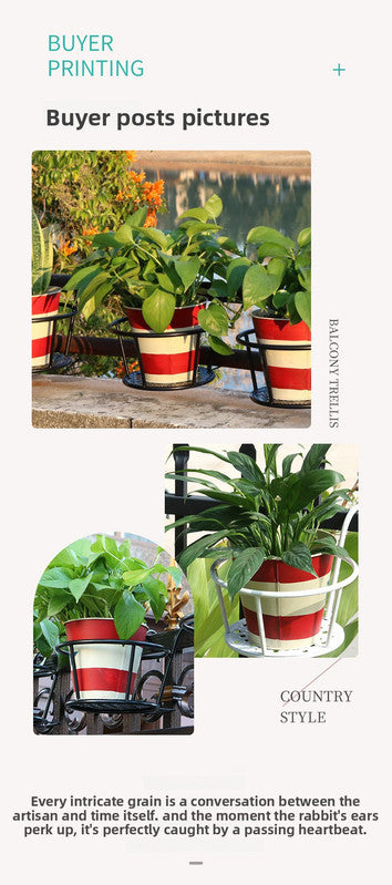 Round Railing Planter Basket with Mesh Base, 22 cm – White