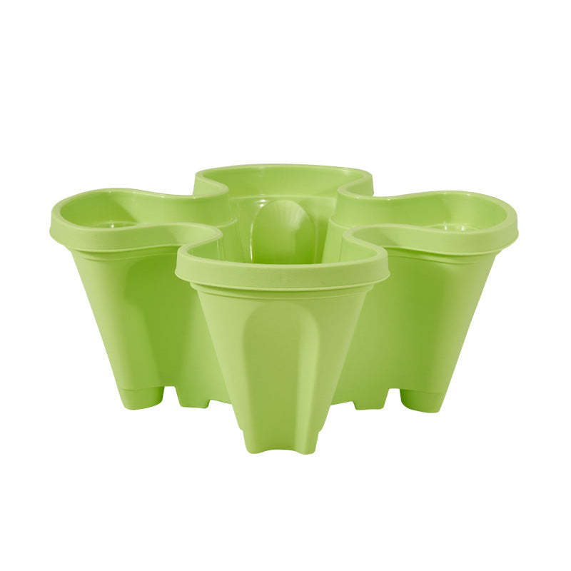 3-Tier Stackable Strawberry Planter with Wheeled Tray – Green