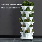 3-Tier Stackable Strawberry Planter with Wheeled Tray – Red