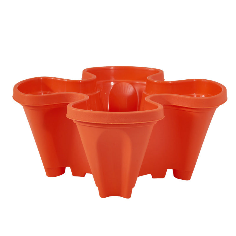 3-Tier Stackable Strawberry Planter with Wheeled Tray – Red