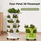 3-Tier Stackable Strawberry Planter with Wheeled Tray – Purple
