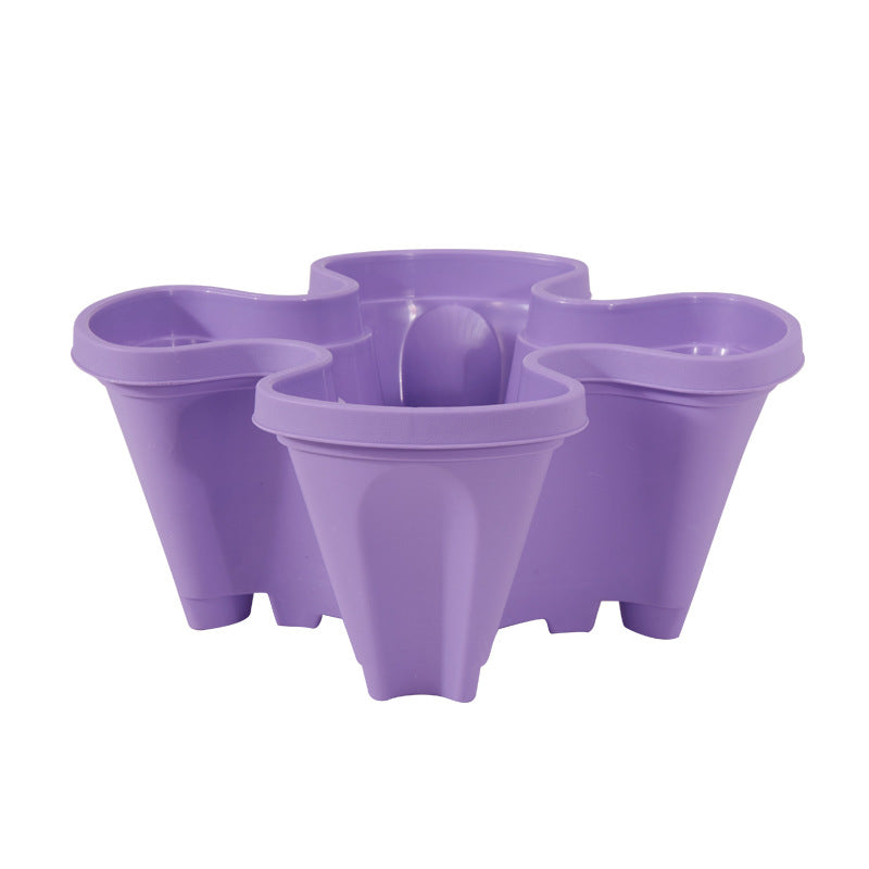 3-Tier Stackable Strawberry Planter with Wheeled Tray – Purple