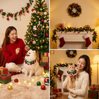 Christmas Knitted Pet Collar, White Fringe – Dogs & Cats