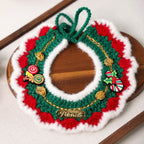 Christmas Knitted Pet Collar, White Fringe – Dogs & Cats