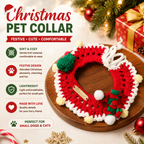 Christmas Knitted Pet Collar, Red Scarf & Hat – Dogs & Cats