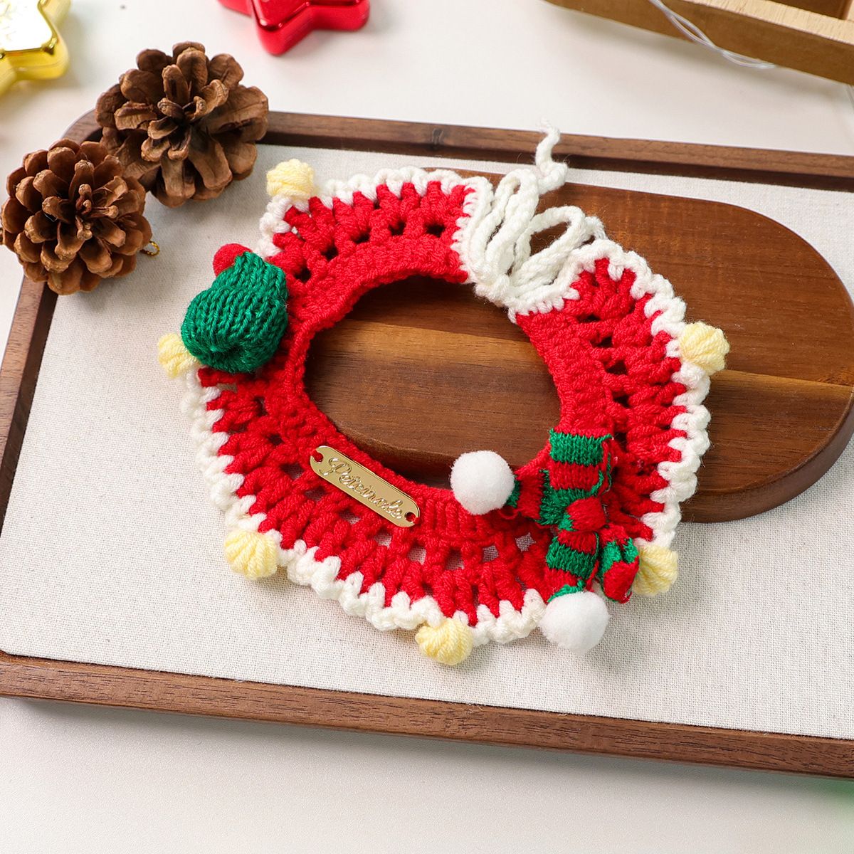 Christmas Knitted Pet Collar, Red Scarf & Hat – Dogs & Cats