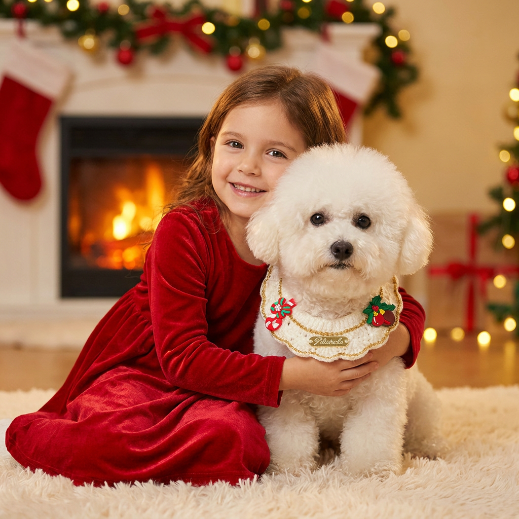 Christmas Knitted Pet Collar, Candy Cane & Pine Cone – Dogs & Cats