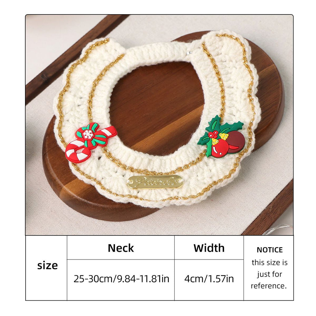 Christmas Knitted Pet Collar, Candy Cane & Pine Cone – Dogs & Cats