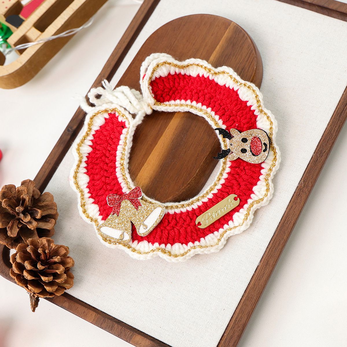 Christmas Knitted Pet Collar, Reindeer Bell – Dogs & Cats