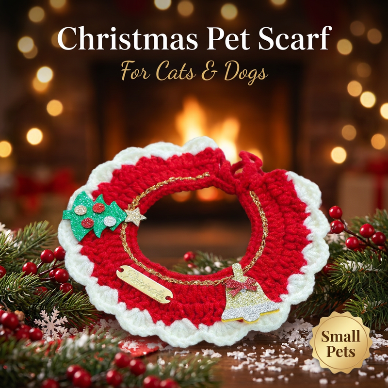 Christmas Knitted Pet Collar, Tree & Bell – Dogs & Cats