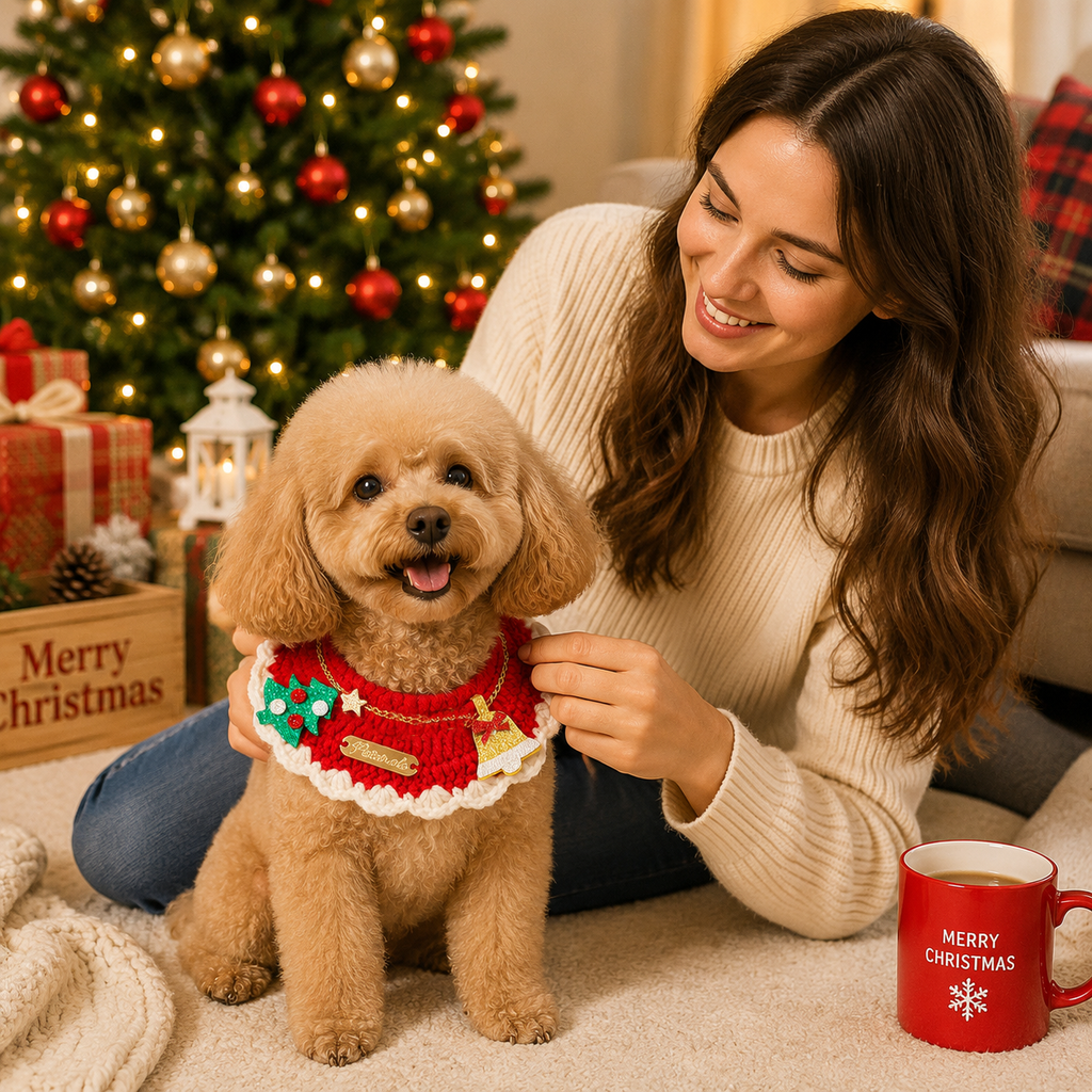 Christmas Knitted Pet Collar, Tree & Bell – Dogs & Cats