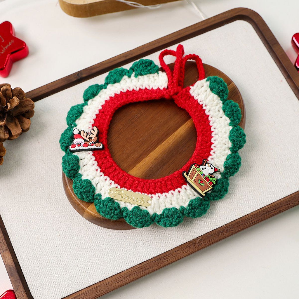 Christmas Knitted Pet Collar, Snowman, Reindeer & Santa – Dogs & Cats