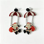 Christmas Santa Dangle Earrings, Acrylic Parachute Santa 80 x 37 mm