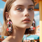 Christmas Santa Dangle Earrings, Acrylic Parachute Santa 80 x 37 mm