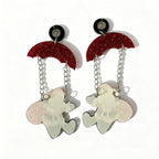 Christmas Santa Dangle Earrings, Acrylic Parachute Santa 80 x 37 mm