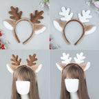 Christmas Reindeer Antler Headband, Brown & White Plush