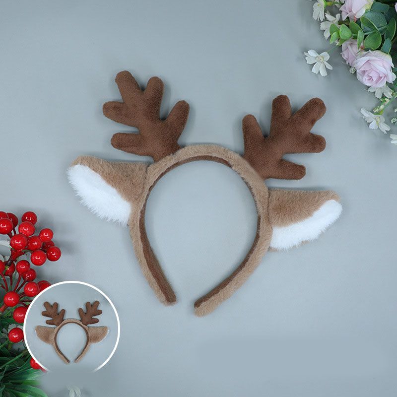 Christmas Reindeer Antler Headband, Brown Plush