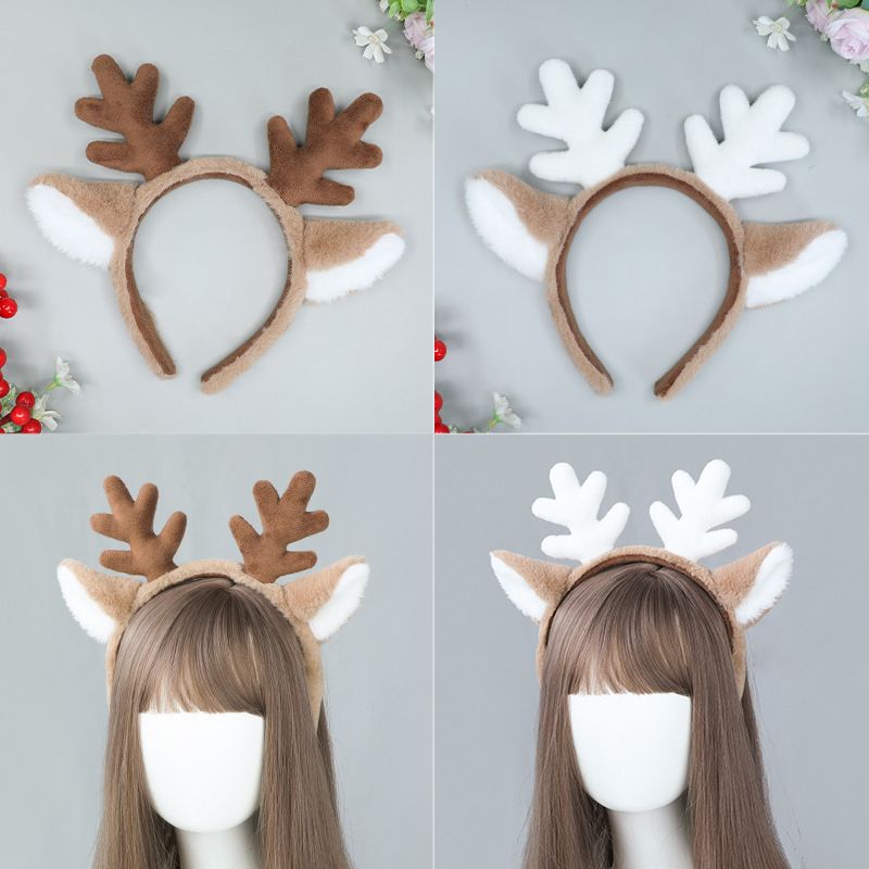 Christmas Reindeer Antler Headband, Brown Plush