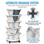 5-Tier Stackable Vertical Planter with Wheels, 37 cm – White