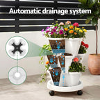 Green Fingers 3-Tier Stackable Strawberry Planter with Wheels – White