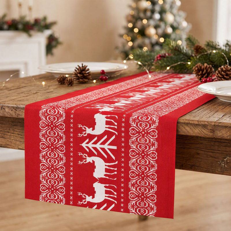 Reindeer Christmas Table Runner, 270 x 28 cm Red – Jingle Jollys