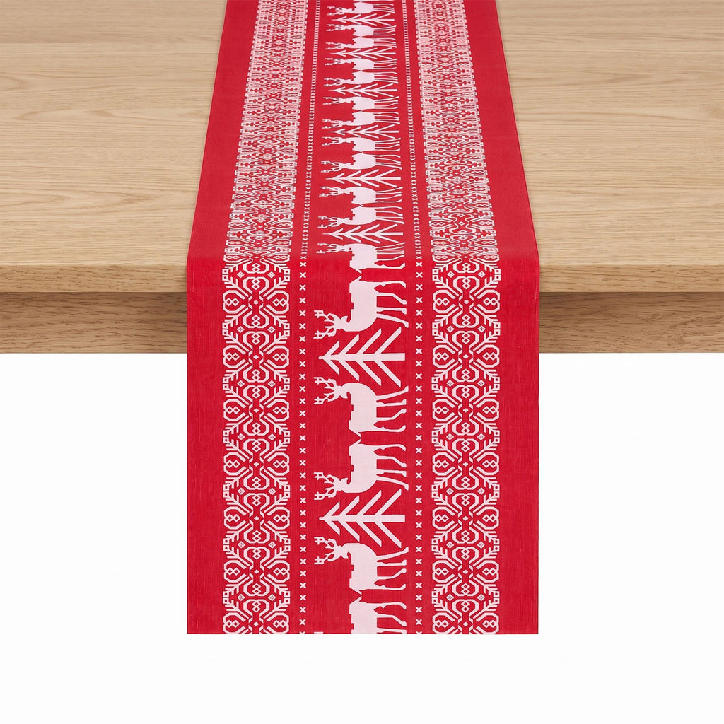 Reindeer Christmas Table Runner, 270 x 28 cm Red – Jingle Jollys